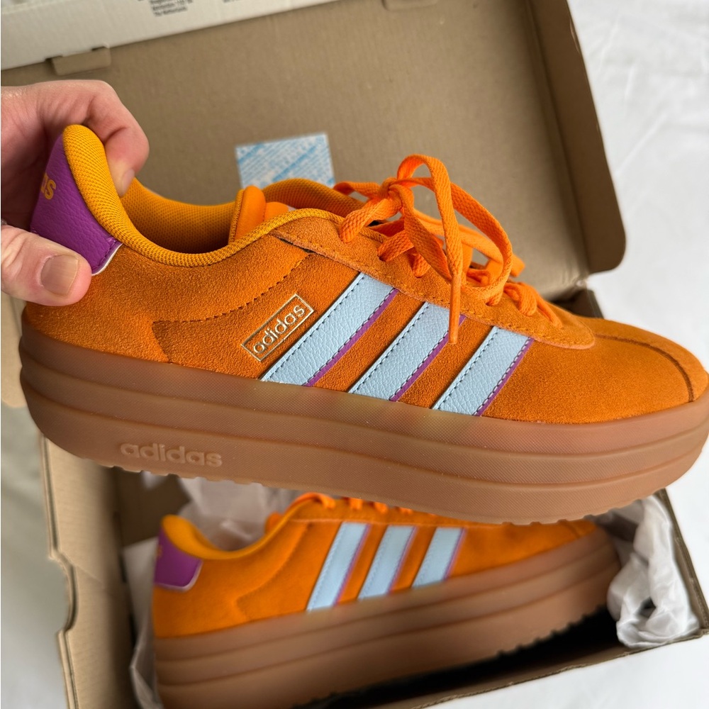 Adidas Women's Orange and Pink Platform Sneakers